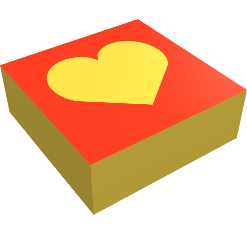 Lego Tile 1 x 1 with Yellow Heart Print / Yellow