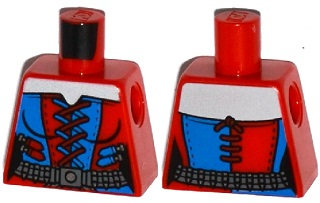 Lego Torso Batman Female Corset with Red and Blue Laces, Dark Bluish Gray Belt Pattern