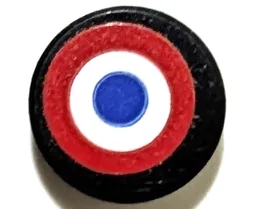 Tile, Round 1 x 1 with Roundel, Red and White Circles and Blue Dot Pattern (Sticker) - Sets 42151 / 42162