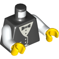 Lego Torso Vest Formal with Bow Tie Print, White Arms, Yellow Hands / Black
