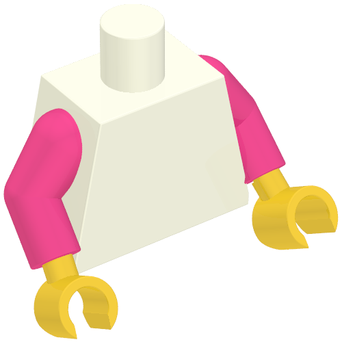 Lego Torso, Dark Pink Arms, Yellow Hands [Plain] / White