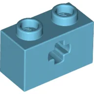 Technic Brick 1 x 2 with Axle Hole Type 1 [+ Opening] and Bottom Pin / Medium Azure
