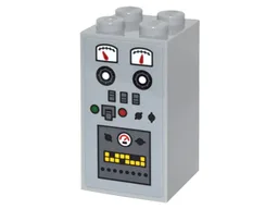 Brick 2 x 2 x 3 with Buttons, Gauges and Panel with Computer Readout with Yellow Squares Pattern (Sticker) - Set 76052