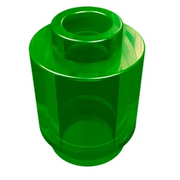 Brick Round 1 x 1 Open Stud / Trans-Green