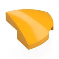 Brick Round Corner, Curved 2 x 2 x 2/3 Quarter Circle With 1 x 1 Bottom Cutout / Bright Light Orange