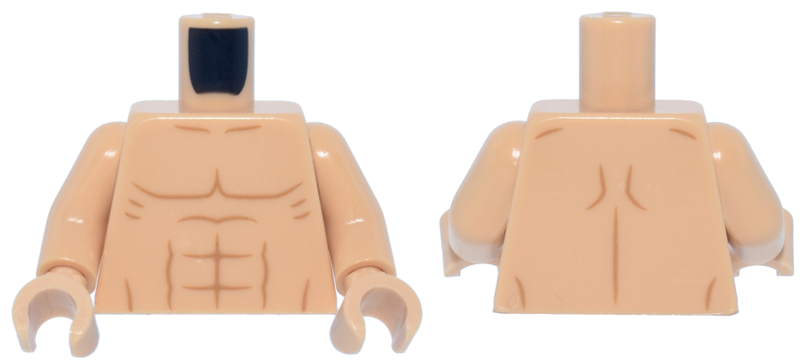 Lego Torso Bare Chest, Medium Nougat Muscles Pattern / Medium Tan Arm / Medium Tan Hands