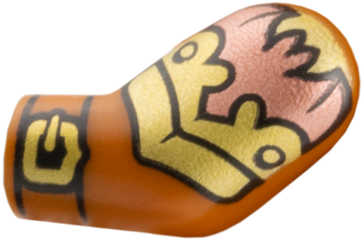 Lego Arm, Left with Gold Buckle and Armor with Copper Bat Pattern