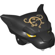 Lego Large Figure Head Panther Upper Jaw with Ornate Gold Print / Black