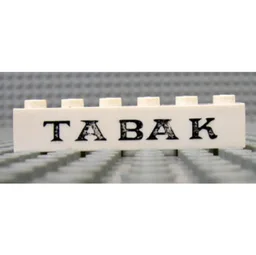 Brick 1 x 6 with 'TABAK' Serif Black Print / White