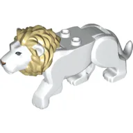 Animal, Big Cat, Lion with Tan Mane Print / White