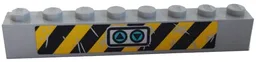 Brick 1 x 8 with Up and Down Triangles and Scratches on Black and Yellow Danger Stripes Pattern (Sticker) - Set 75927