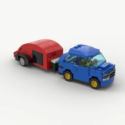 Teardrop Camper Trailer and Small Sedan