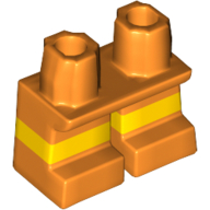 Lego Legs Short with Yellow Stripe Pattern [Multi Color Injection] / Orange