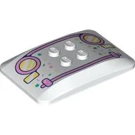 Brick Curved 6 x 4 x 2/3 Quad Curved with 2 x 2 Studs with Bright Pink Grill, Yellow Headlights, Sprinkles Print