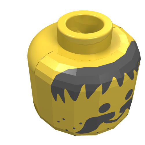 Lego Minifig Head, Messy Hair, Moustache and Stubble Print [Blocked Open Stud] / Yellow