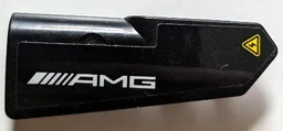 Technic, Panel Fairing #21 Very Small Smooth, Side B with White 'AMG' Logo and Yellow Electricity Warning Triangle Pattern (Sticker) - Set 42165