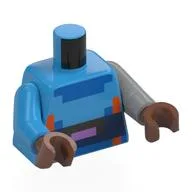 Torso, Odd Arms, Pixelated Blue Collar, Black Belt, Lavender Belt Buckle Print, Left Light Bluish Grey Arm, Right Dark Azure Arm, Medium Brown Hands / Dark Azure