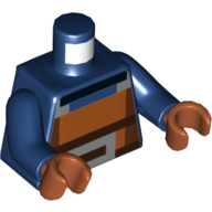 Lego Torso Pixelated Dark Orange, Dark Brown, Dark Bluish Gray, and Black Squares Print, Dark Blue Arms, Dark Orange Hands / Dark Blue