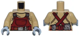 Torso Dark Red Overalls, Silver Buckles and Pouches, Reddish Brown Utility Belt Pattern / Dark Tan Arms / Sand Blue Hands