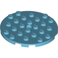 Plate Round 6 x 6 with Hole / Medium Azure