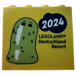 Brick 2 x 4 x 3 with 'LEGOLAND Deutschland Resort 2024' Z-Blob Print / Yellow
