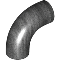 Lego Brick Round 1 x 1 diameter Tube with 90 Degree Elbow (2 x 2 x 1) and Axle Holes (Crossholes) at each end / Pearl Titanium