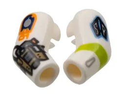 Arm, (Matching Left and Right) Pair with Badge, Cuff Weapon, Lime Stripe Pattern / White