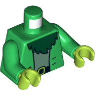 Lego Torso Jacket with Two Buttons over Light Blue Shirt and Dark Green Beard Print, Green Arms, Lime Hands / Green
