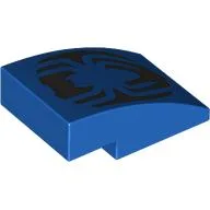 Brick Curved 3 x 2 No Studs with Inverted Black Spider Logo Print / Blue