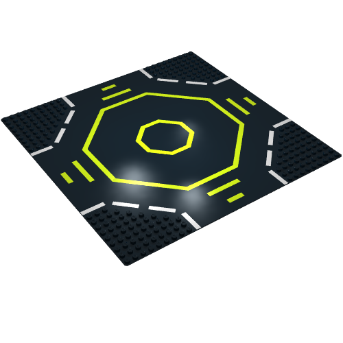 Lego Baseplate 32 x 32 with 9-Stud Crossroads / Landing Pad with Green Octagon Print / Black