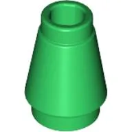 Cone 1 x 1 [Top Groove] / Green