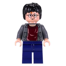 Harry Potter, Open Dark Bluish Gray Jacket over Dark Red Shirt, Dark Blue Legs