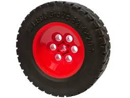 Wheel 43.2mm D. x 18mm - Flush Axle Stem with Black Tire 62.4 x 20 S (86652 / 32019) / Red