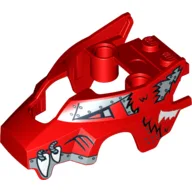 Fairing, Fly Wheel, Wolf Shape with Fangs and Silver and White Print / Red