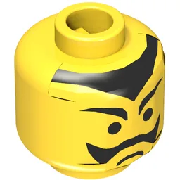 Minifig Head Bat Lord, Moustache Frown and Pointed Eyebrows and Hairline Print [Blocked Open Stud] / Yellow