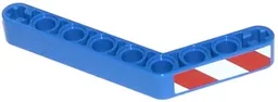 Technic, Liftarm, Modified Bent Thick 1 x 9 (6 - 4) with Red and White Danger Stripes Pattern Model Right (Sticker) - Set 42024