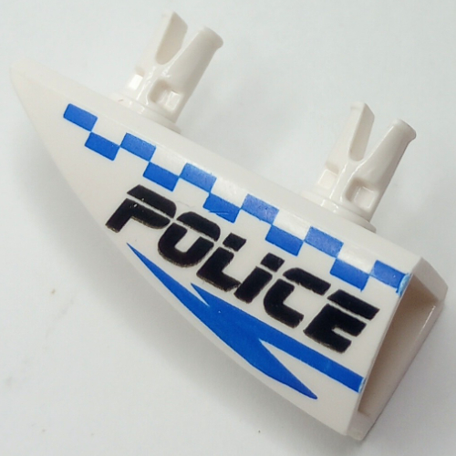 Lego Fairing 1 x 4 Side Flaring Intake with Two Pins and Police Blue Checkered Print Left / White