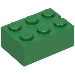 Brick 2 x 3 without Bottom Tubes, Slotted (with 1 slot) / Green