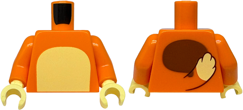 Lego Torso with Bright Light Yellow Stomach, Tail and Dark Orange Oval on Back Pattern / Orange Arms / Bright Light Yellow Hands