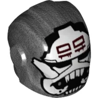 Helmet with Armor Plates and Ear Protectors with White Skull/Storm Trooper Print / Pearl Titanium