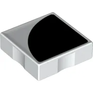 Duplo Tile 2 x 2 with Shape Black 1/4 Circle Print / White