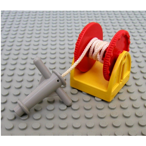 Lego Duplo Winch Drum, Light Gray Hose Nozzle with Handles, String / Yellow
