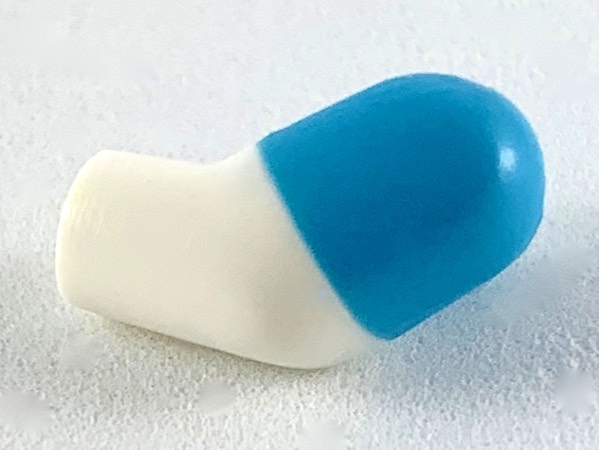 Lego Arm, Left with Molded Medium Azure Short Sleeve  Pattern / White