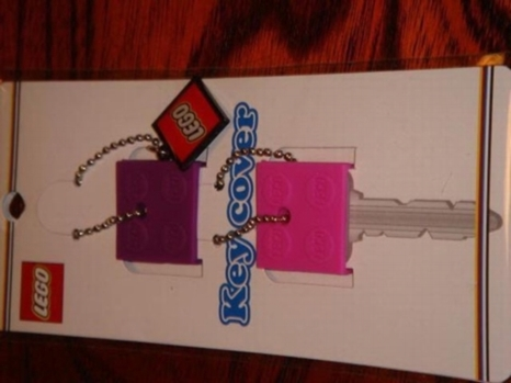 Lego 2 x 2 Brick - Soft Key Cover Key Chain Set - Purple and Dark Pink