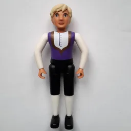 Belville Figure Fixed Elbows, Male, Light Yellow Hair, Black Pants, White Shirt, Dark Purple Waistcoat with Gold Trim, Black Shoes (King) / Dark Purple