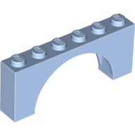 Lego Brick Arch 1 x 6 x 2 - Thin Top without Reinforced Underside [New Version] / Bright Light Blue