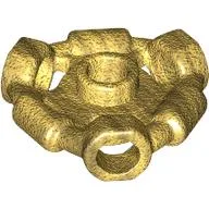 Plate Special 1 x 1 with Hole Through Stud, 3 Bars and 3 Bar Holes / Pearl Gold