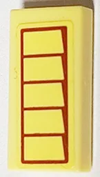 Tile 1 x 2 with Dark Orange Window Shutter Pattern Model Left Side (Sticker) - Set 40449 / Bright Light Yellow