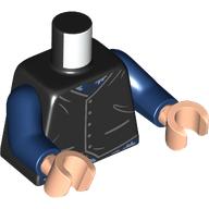 Lego Torso, Vest, Buttons, Pockets, Dark Blue Shirt print, Dark Blue Arms, Light Nougat Hands / Black