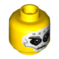 Minifig Head Chopper Maroon / Nails / Sawyer, Skull Mask, Angry Eyebrows and Mouth Print / Yellow